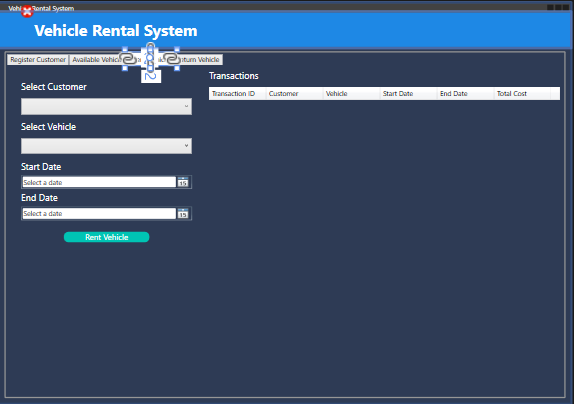 Rental Transaction Interface
